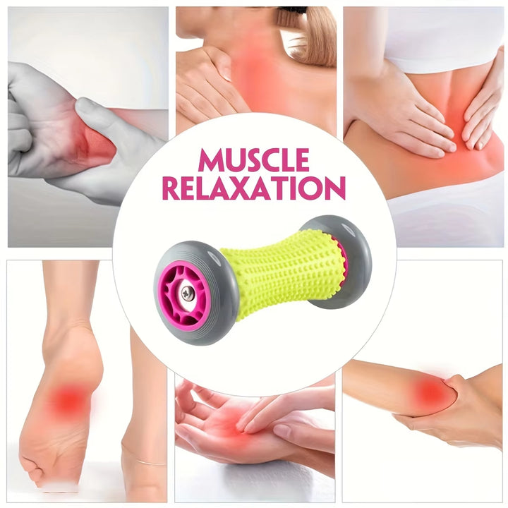 Green And Pink Foot Massage Roller - Plantar Fasciitis & Muscle Relief Tool