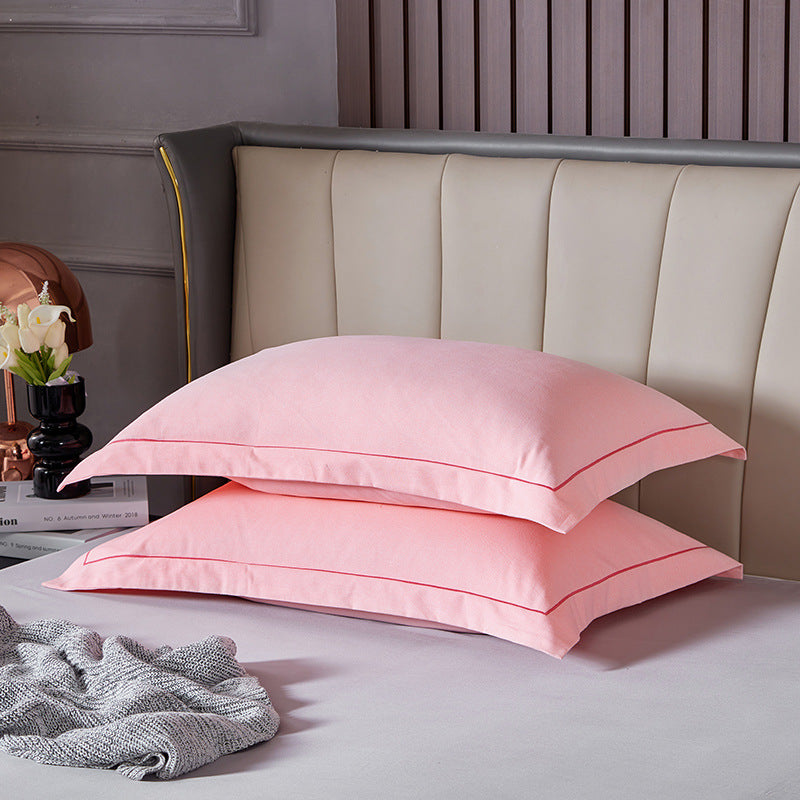 Light Pink Pure Cotton Flannel Pillowcase Set - Soft, Thickened, Solid Color Pair, 48x74cm