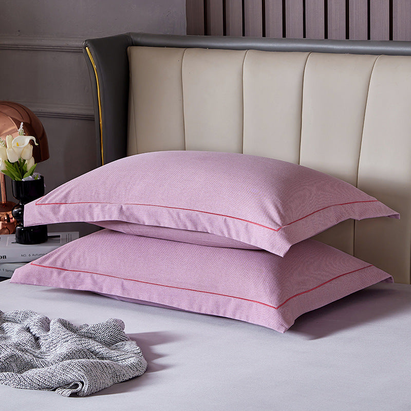 Light Purple Pure Cotton Flannel Pillowcase Set - Soft, Thickened, Solid Color Pair, 48x74cm