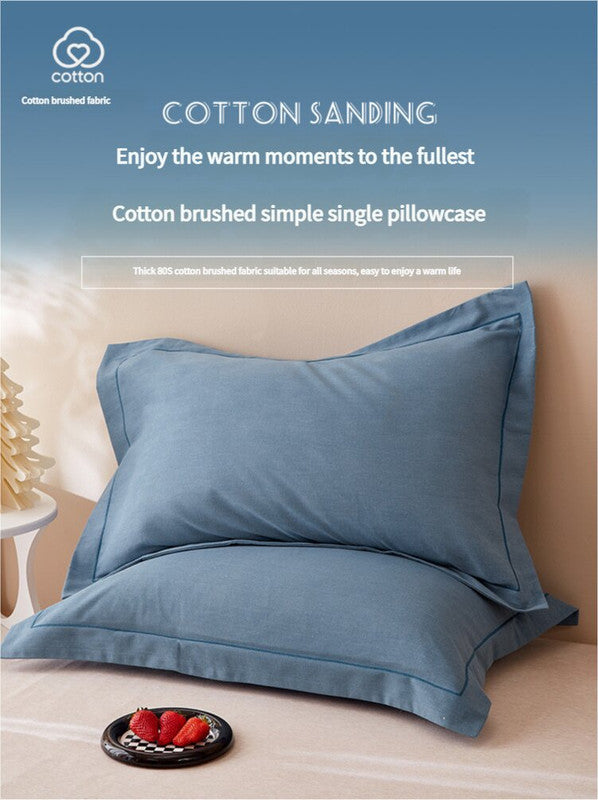 Yellow Pure Cotton Flannel Pillowcase Set - Soft, Thickened, Solid Color Pair, 48x74cm