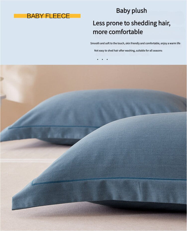 Yellow Pure Cotton Flannel Pillowcase Set - Soft, Thickened, Solid Color Pair, 48x74cm