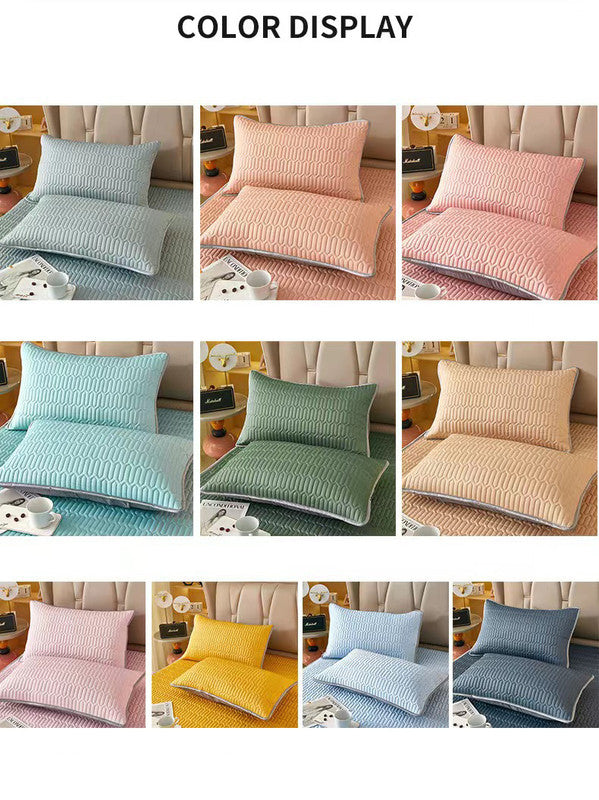 Dark Blue Cooling latex texture Pillowcase Set - Latex Feeling, Solid Color, 48x74cm Pair