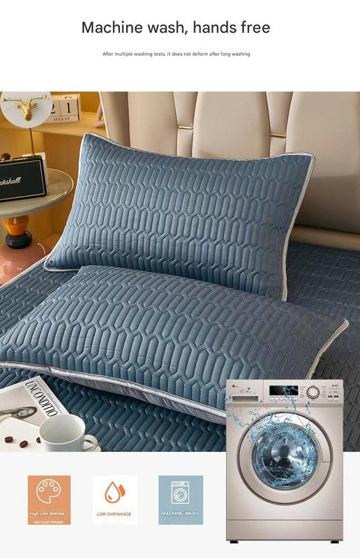 Light Blue Cooling latex texture Pillowcase Set - Latex Feeling, Solid Color, 48x74cm Pair