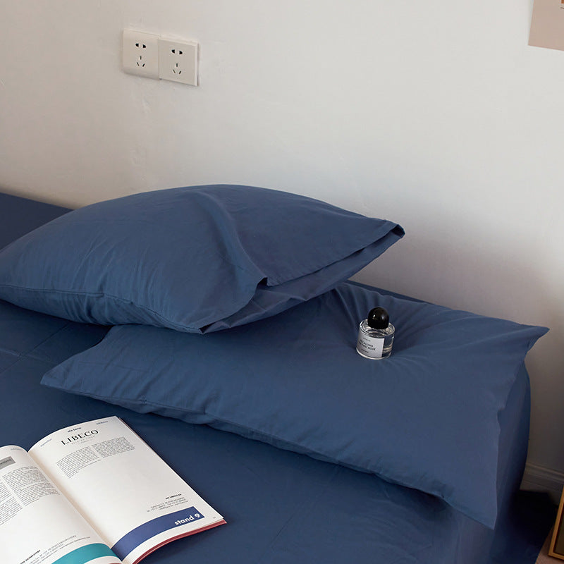 Dark Blue 100% Cotton Pillowcase Set - Envelope Closure without pillow core