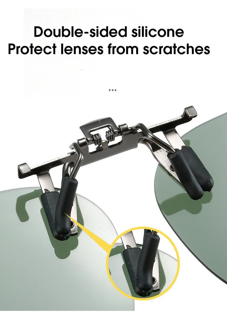 2 Pcs Black Grey Polarized Clip-On Sunglasses - Day & Night Use, Frameless Polygon Design for Fishing & Driving
