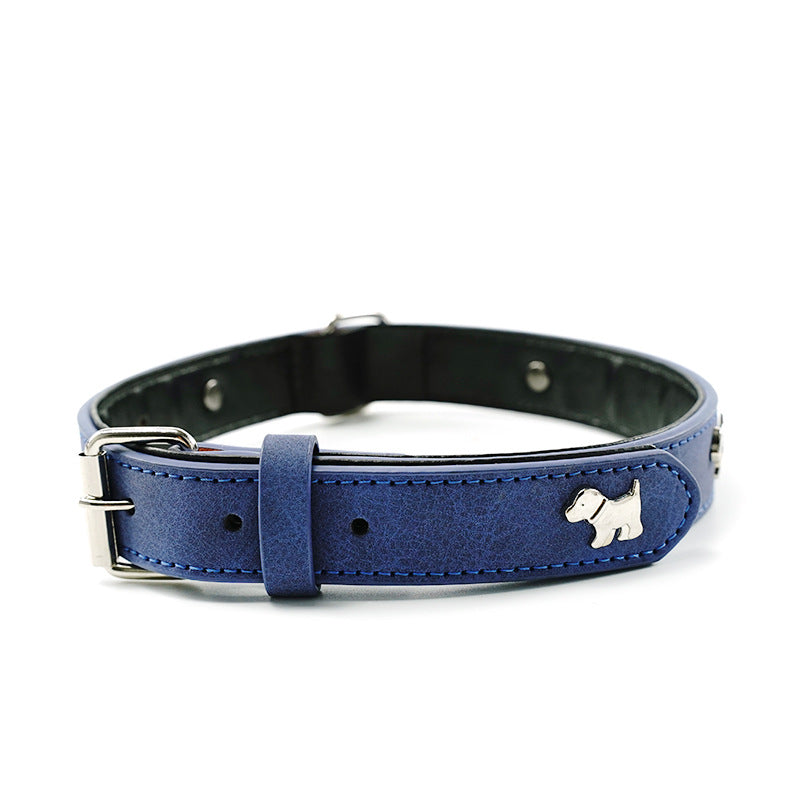 2 PCS Blue Soft Leather Dog Collar - Adjustable & Durable for Medium/Large Dogs M- 58*2.5cm