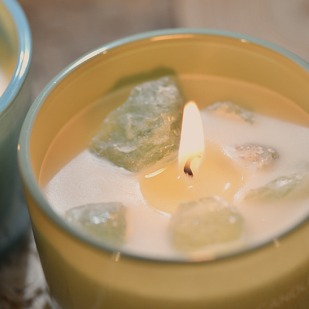 3 PCS Gardenia Macaron Crystal Stone Scented Candle - Aromatherapy Gift