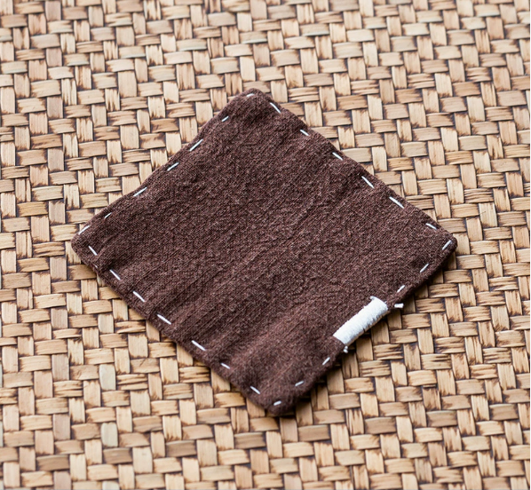 Brown Chinese Style Linen Coasters - Set of 4, Hand-Embroidered Tea Mats 9x9cm