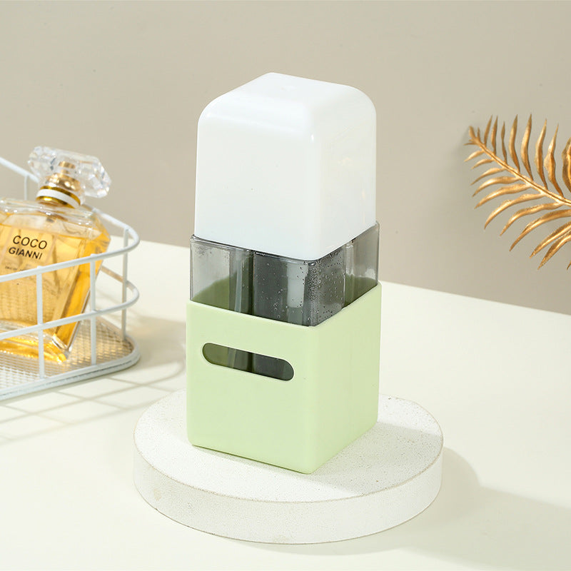 Square Green 2-Piece 4-in-1 Travel Dispenser Set-Leakproof Refillable Bottles for Toiletries