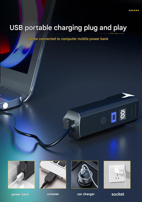 Bike Headlight - Rechargeable LED Bicycle Front Light, 85° Floodlight Battery Display Model