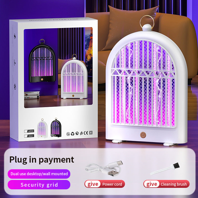 White Plug-in USB Mosquito Killer Lamp - Electric Bug Zapper, Wall-Mounted/Standing, Silent