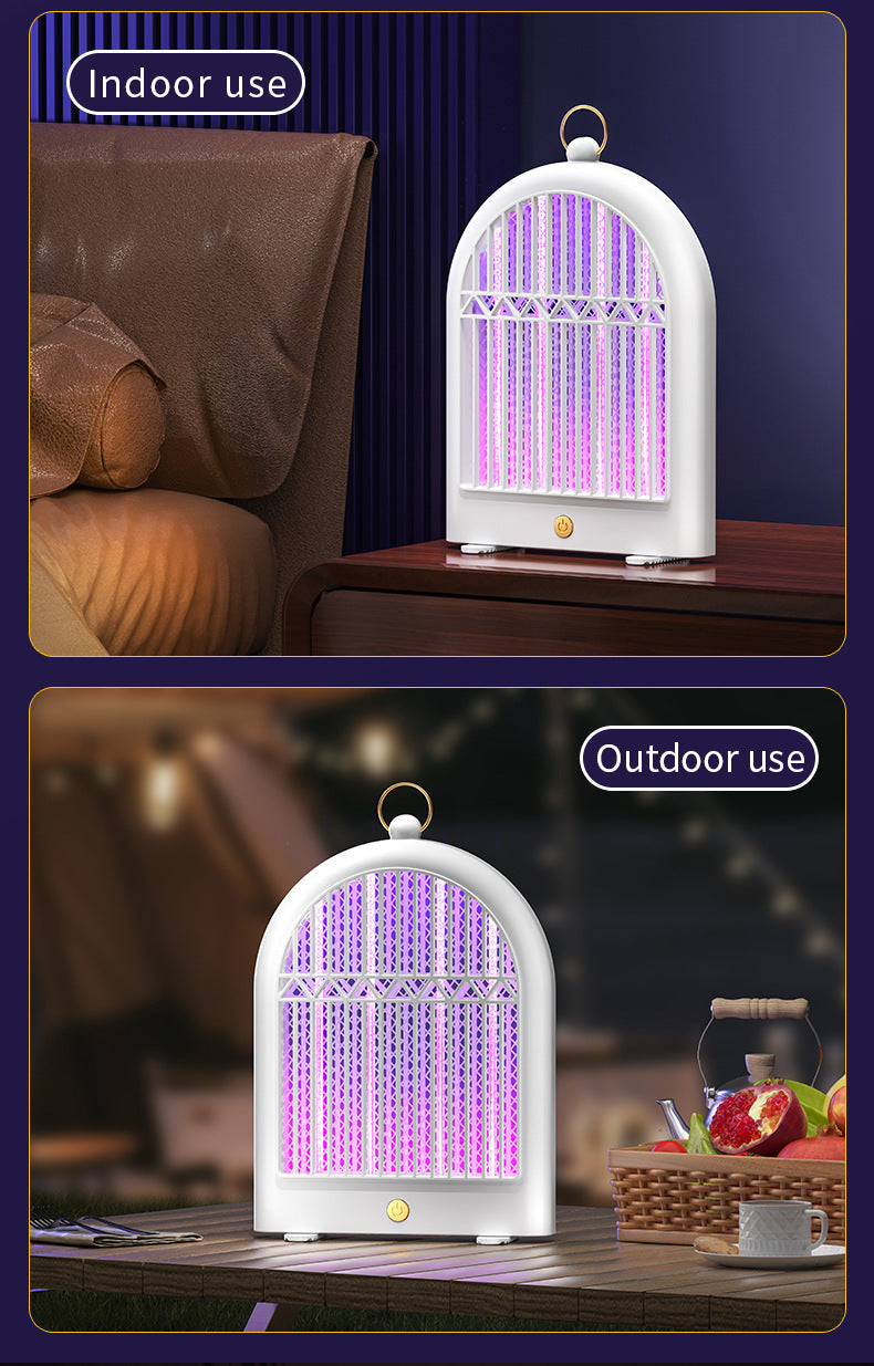 White Plug-in USB Mosquito Killer Lamp - Electric Bug Zapper, Wall-Mounted/Standing, Silent