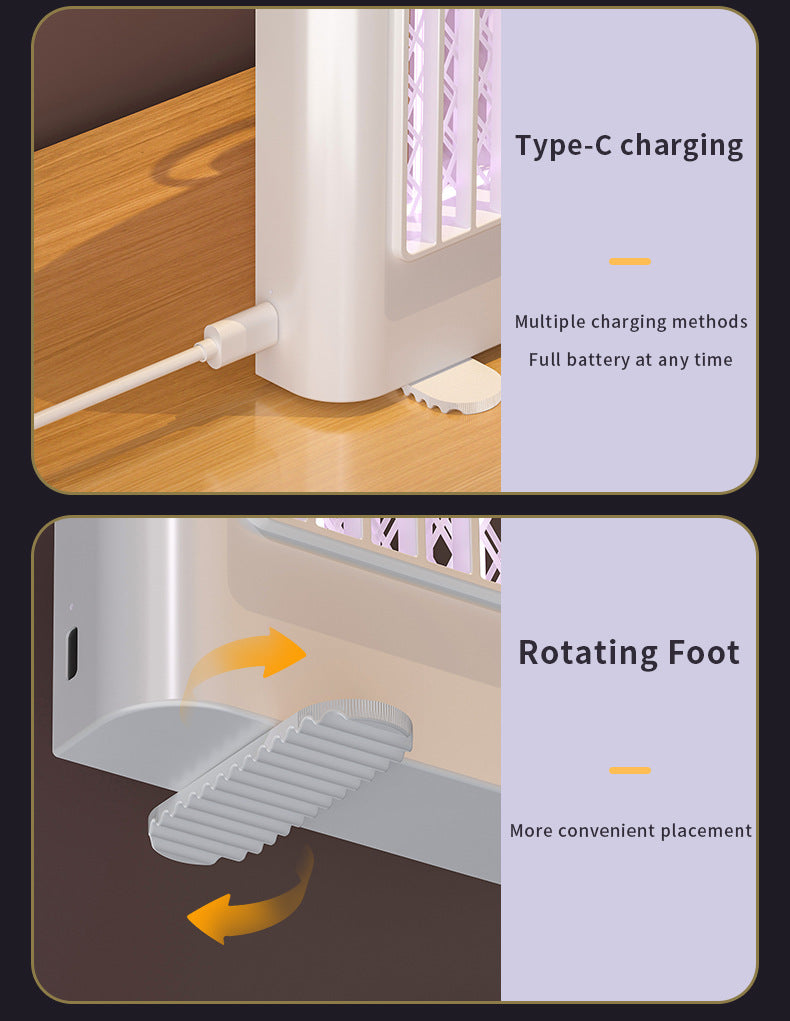 White Chargeing version USB Mosquito Killer Lamp - Electric Bug Zapper, Wall-Mounted/Standing, Silent