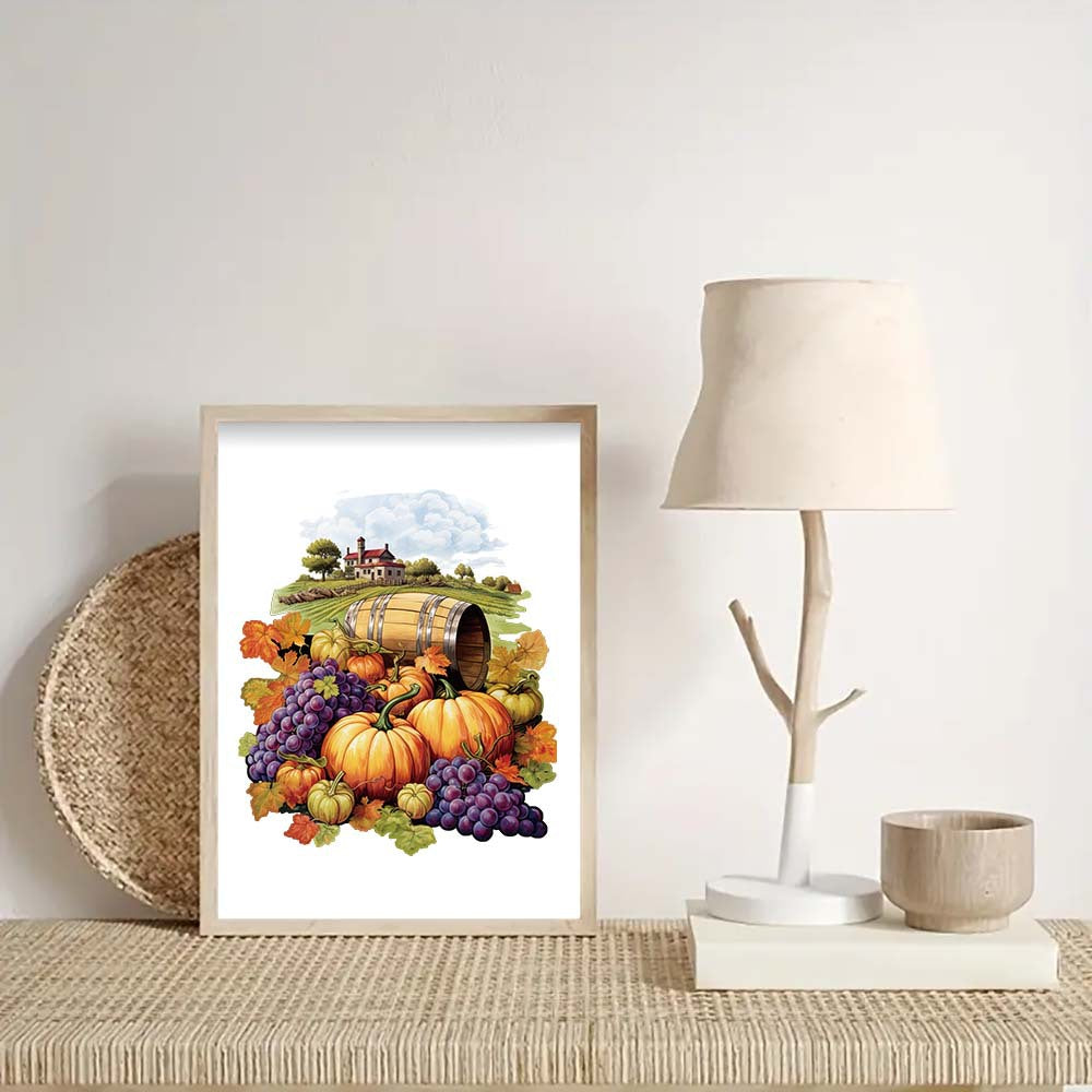 Purple grapes Thanksgiving Wooden Puzzle - Vegetable & Fruit Design, Home Decor, Educational Toy Size S