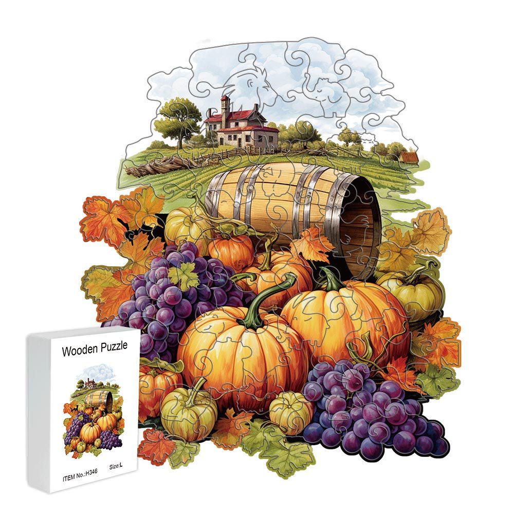 Purple grapes Thanksgiving Wooden Puzzle - Vegetable & Fruit Design, Home Decor, Educational Toy Size M