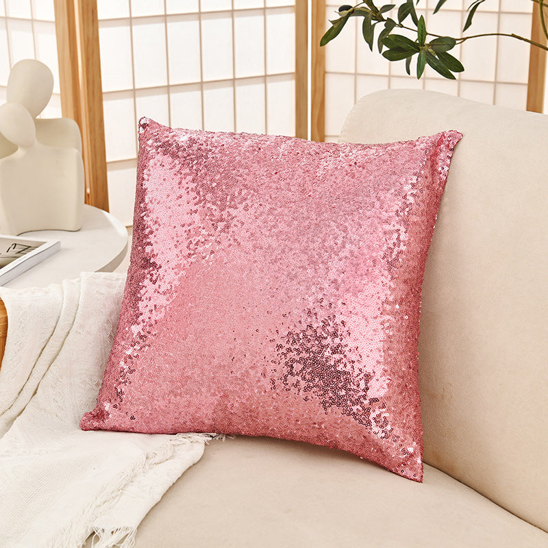 Shiny Sequin Pillowcase - Single-sided gorgeous pillowcase Pink pair: 40x40cm