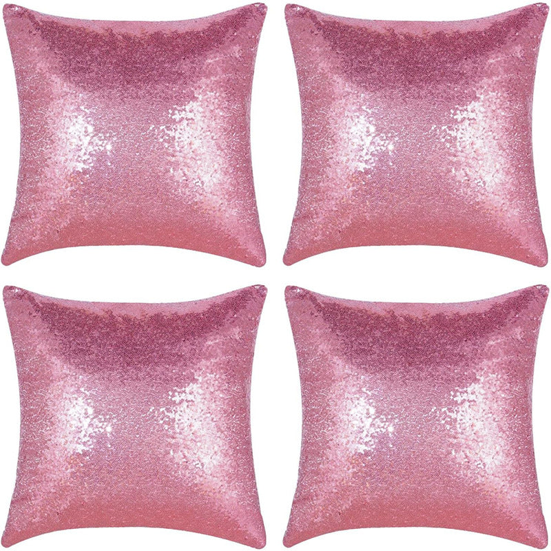 Shiny Sequin Pillowcase - Single-sided gorgeous pillowcase Pink pair: 40x40cm