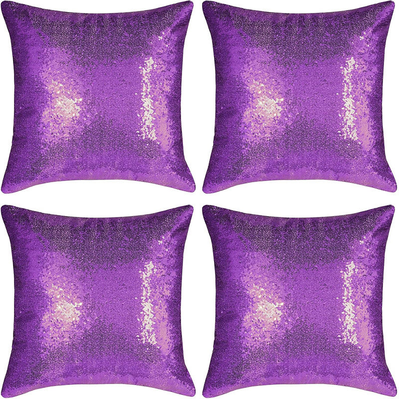 Shiny Sequin Pillowcase - Single-sided gorgeous pillowcase Purple pair: 40x40cm
