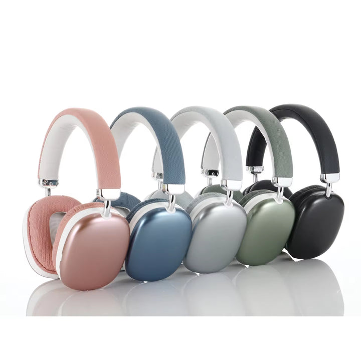 Beige Wireless Bluetooth Headphones - Over-Ear, Deep Bass, Foldable, Long Battery Life