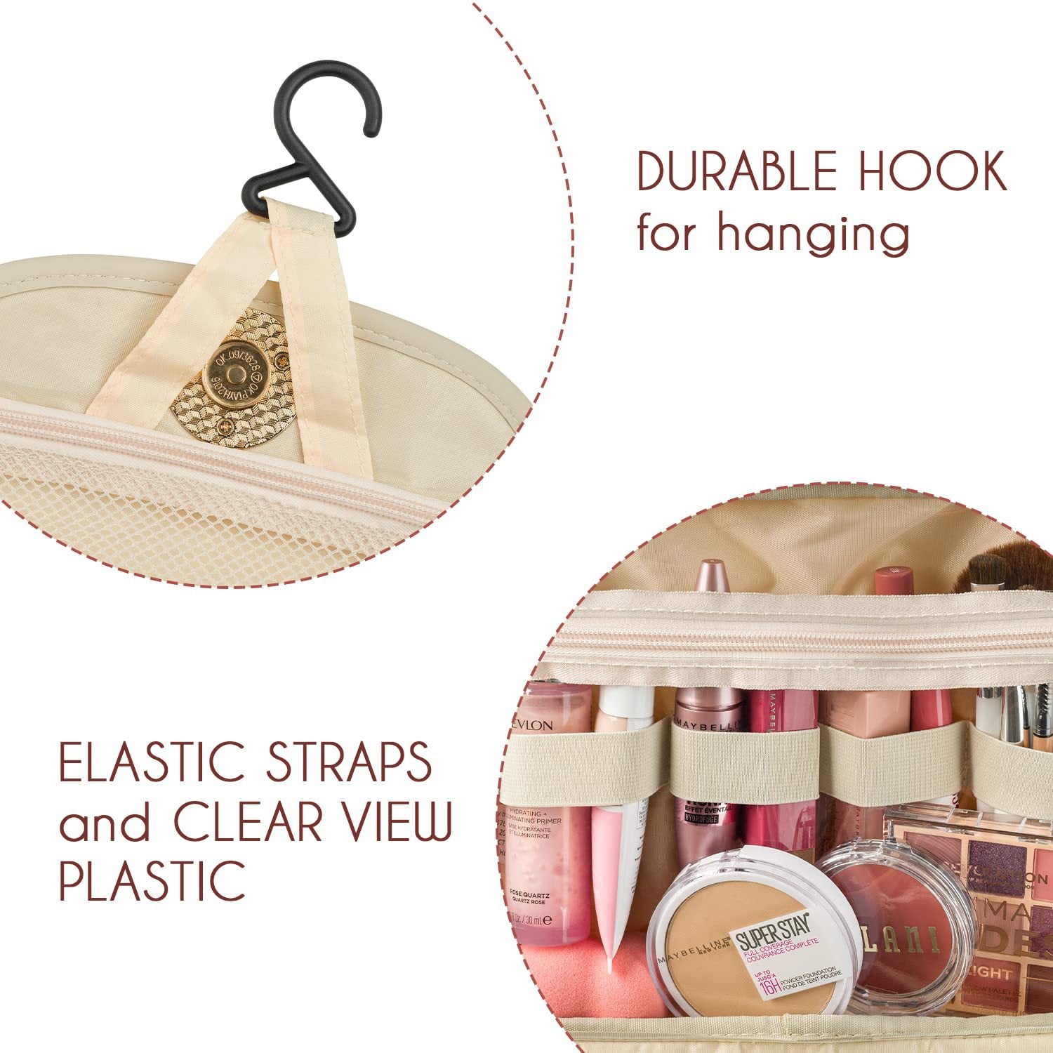 Green Stylish Travel Makeup Organizer Bag with Hanging Hook - Waterproof & Spacious Design