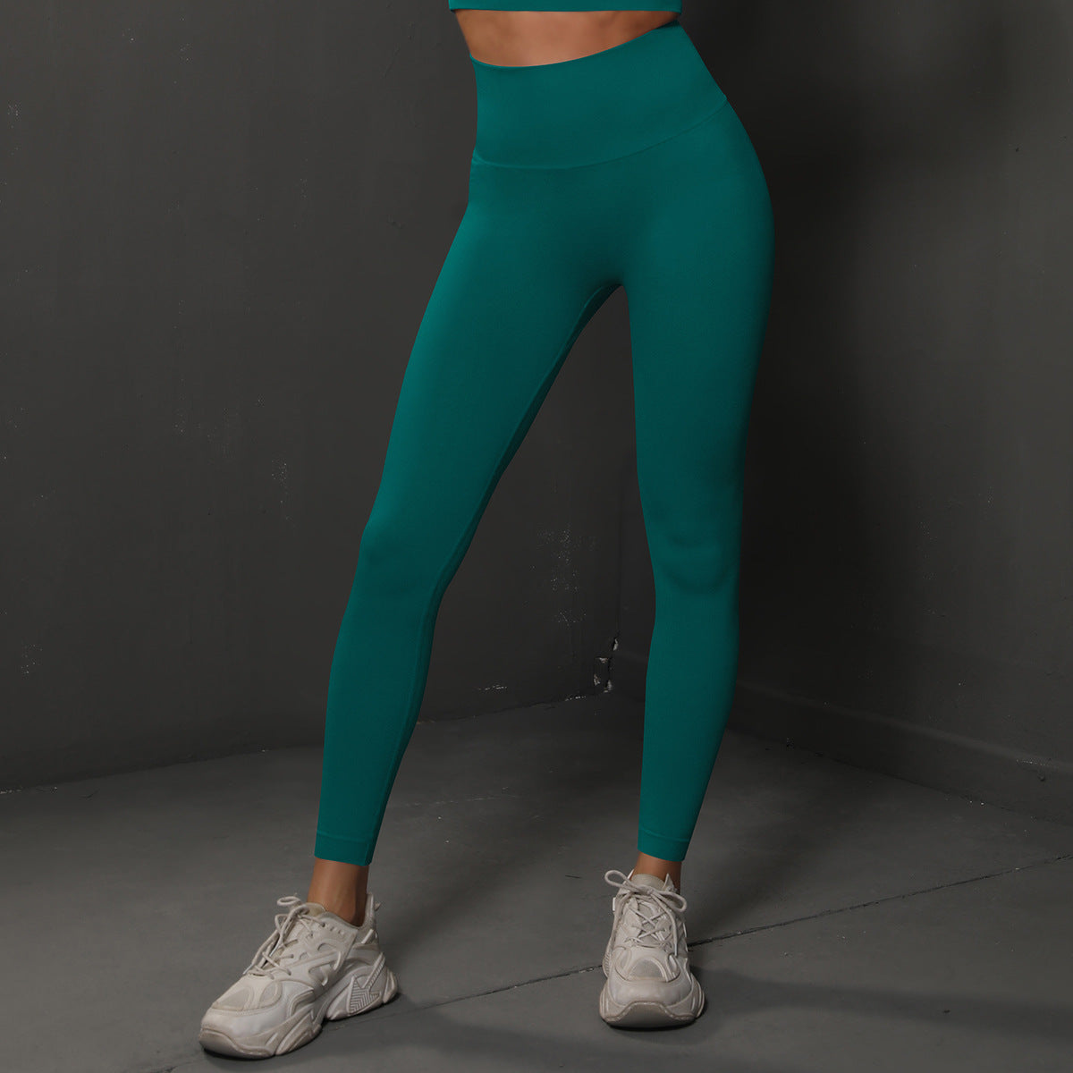 Size L Green Seamless High-Waisted Yoga Pants for Women - Lift Workout Leggings for Running, Gym, and Fitness