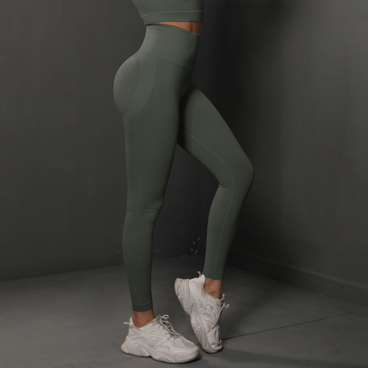 Size L Dark Grey Seamless High-Waisted Yoga Pants for Women - Lift Workout Leggings for Running, Gym, and Fitness