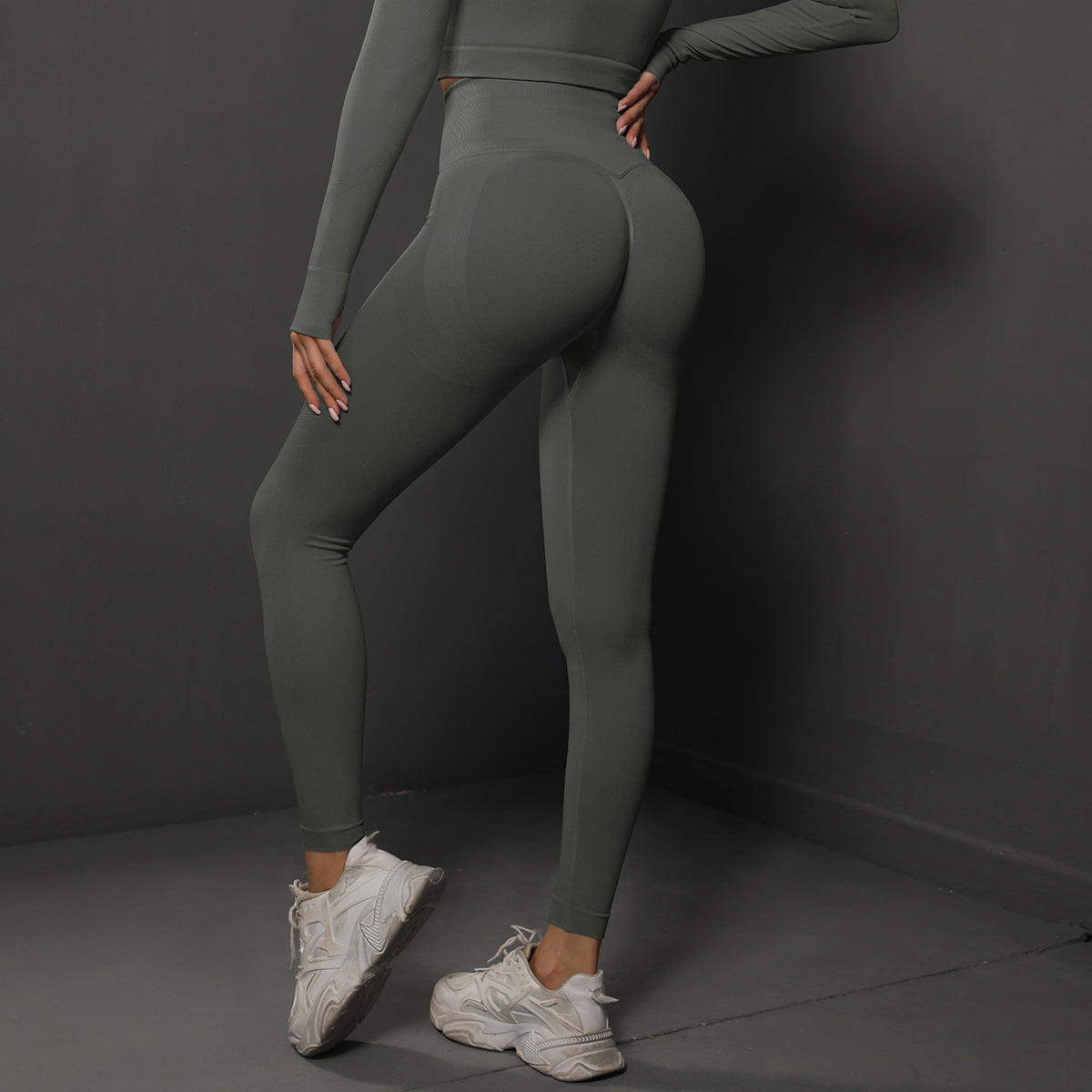 Size L Dark Grey Seamless High-Waisted Yoga Pants for Women - Lift Workout Leggings for Running, Gym, and Fitness