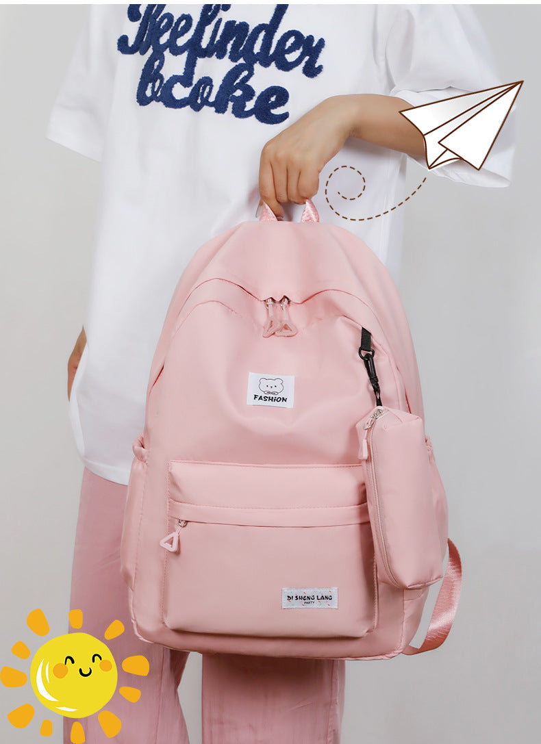 Purple Large Capacity Travel Backpack for Girls - Waterproof School Bag with Detachable Pencil Case