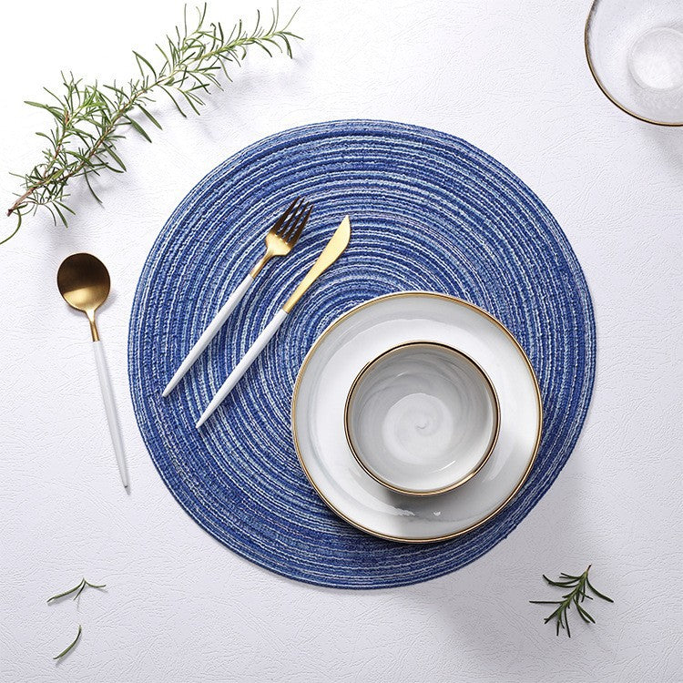 8 Pcs Green Woven Round Placemat - Non-Slip, Heat-Resistant Dining Table Mat, 30cm