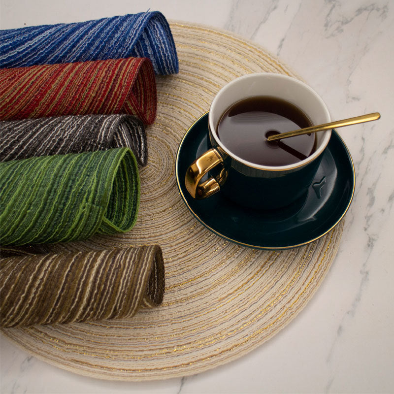 8 Pcs Coffee Woven Round Placemat - Non-Slip, Heat-Resistant Dining Table Mat, 36cm