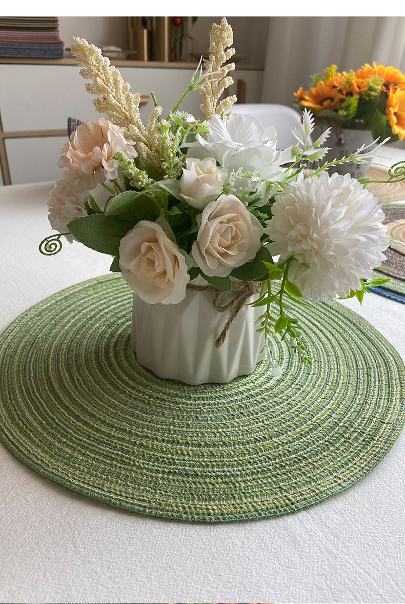 8 Pcs Coffee Woven Round Placemat - Non-Slip, Heat-Resistant Dining Table Mat, 36cm