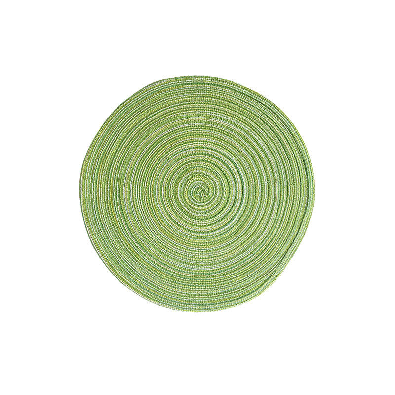 8 Pcs Green Woven Round Placemat - Non-Slip, Heat-Resistant Dining Table Mat, 36cm