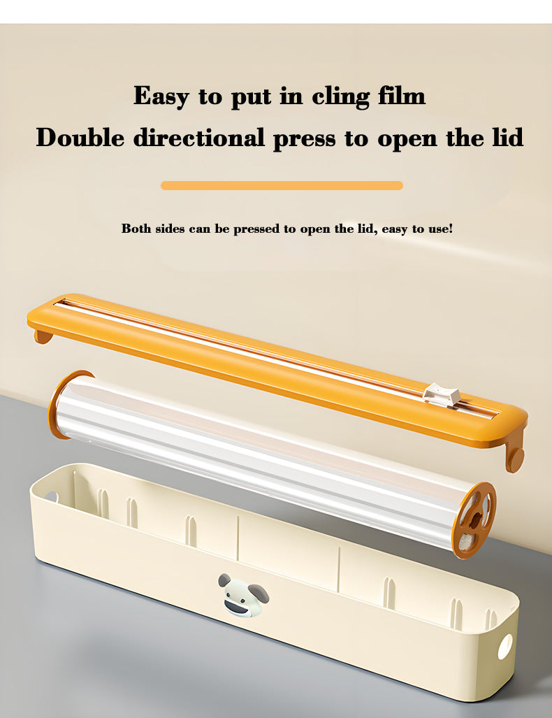 2 Pcs Beige And Black Bidirectional Cling Film Cutter - Reusable Wrap Dispenser for Cling Film, Foil, and Parchment, 36x7x5cm Cling Film Not Included