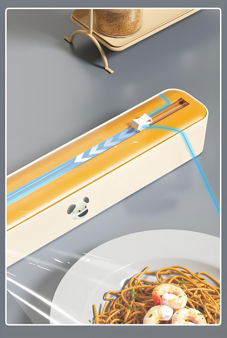 2 Pcs Beige And Yellow Bidirectional Cling Film Cutter - Reusable Wrap Dispenser for Cling Film, Foil, and Parchment, 36x7x5cm Cling Film Not Included