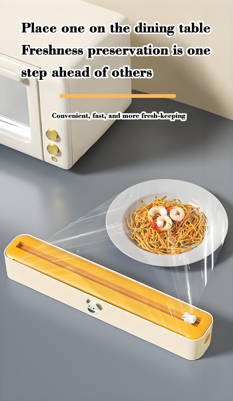 2 Pcs Beige And Yellow Bidirectional Cling Film Cutter - Reusable Wrap Dispenser for Cling Film, Foil, and Parchment, 36x7x5cm Cling Film Not Included