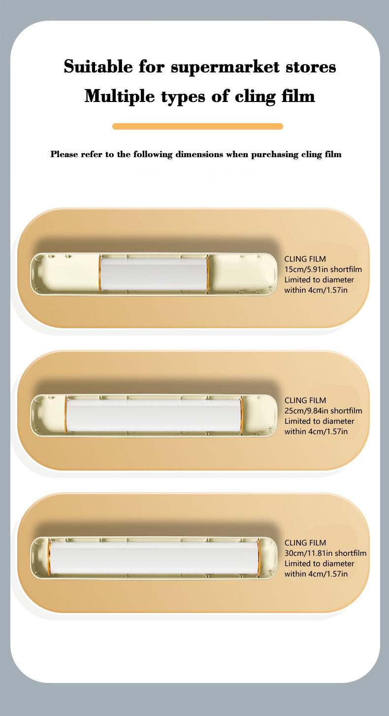 2 Pcs Beige And Yellow Bidirectional Cling Film Cutter - Reusable Wrap Dispenser for Cling Film, Foil, and Parchment, 36x7x5cm Cling Film Not Included