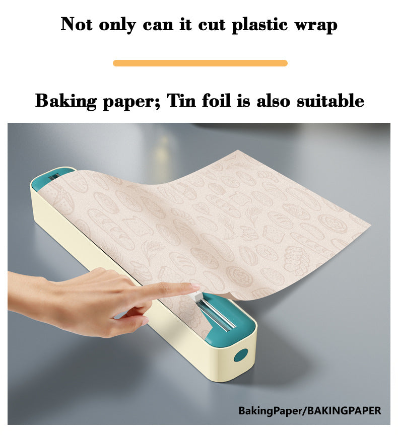 2 Pcs Beige And Yellow Bidirectional Cling Film Cutter - Reusable Wrap Dispenser for Cling Film, Foil, and Parchment, 36x7x5cm Cling Film Not Included