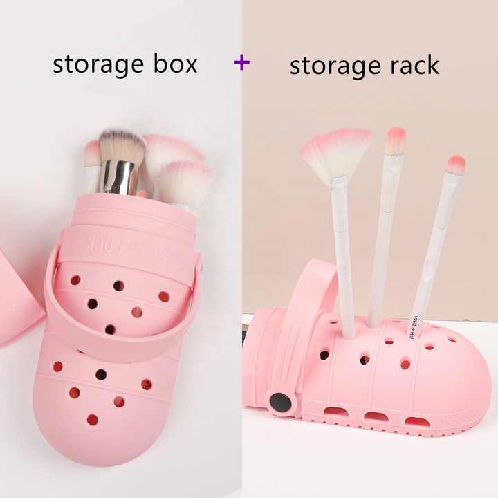 2 Pcs Blue Portable Makeup Brush Holder - Silicone Cosmetic Organizer with 21 Slots, Washable, 20x8x5cm, 170g makeup brush not included
