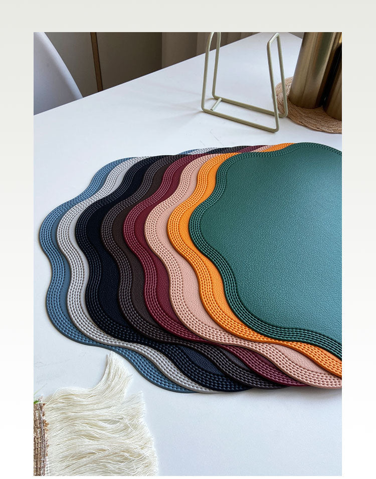 Green Nordic Style Faux Leather Placemats Set of 4 - Heat-Resistant Waterproof Table Mats 38x38cm cutlery not included
