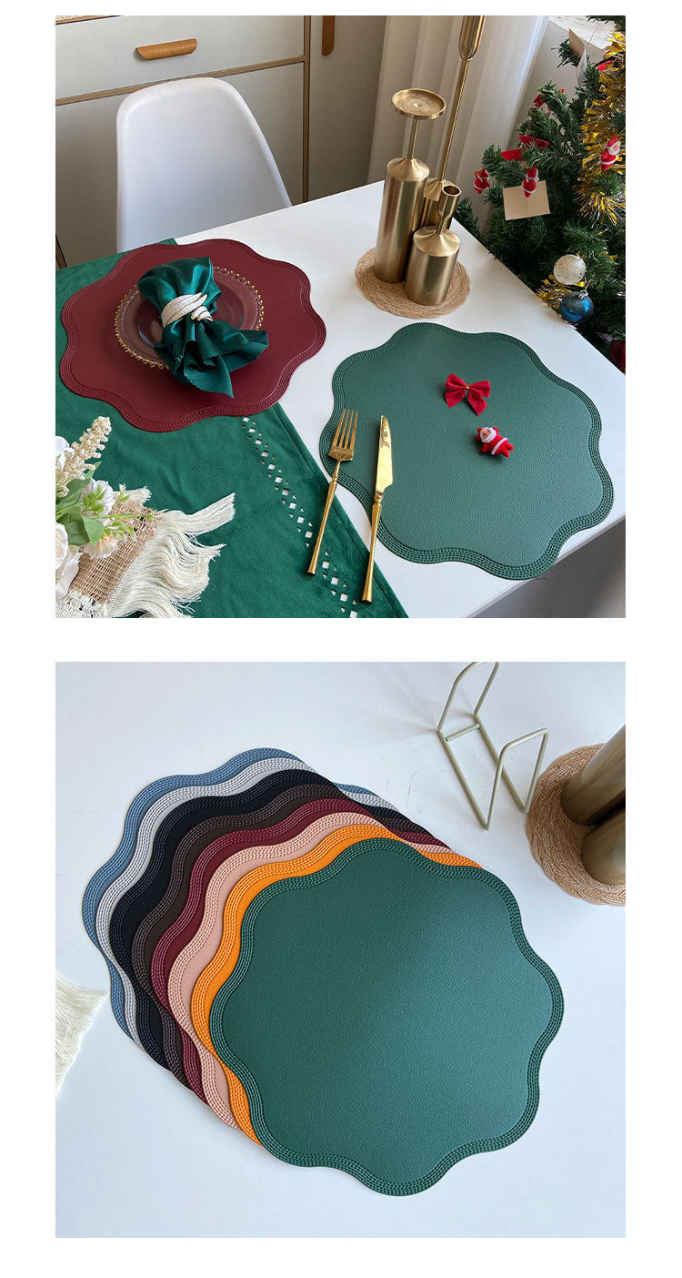 Green Nordic Style Faux Leather Placemats Set of 4 - Heat-Resistant Waterproof Table Mats 38x38cm cutlery not included