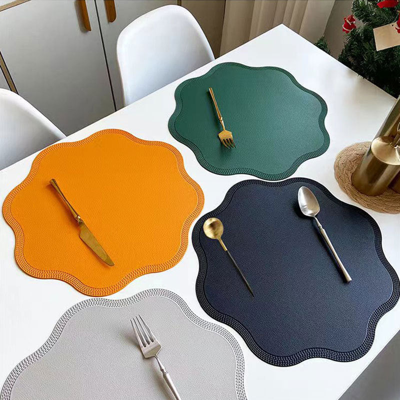 Blue Nordic Style Faux Leather Placemats Set of 4 - Heat-Resistant Waterproof Table Mats 38x38cm cutlery not included