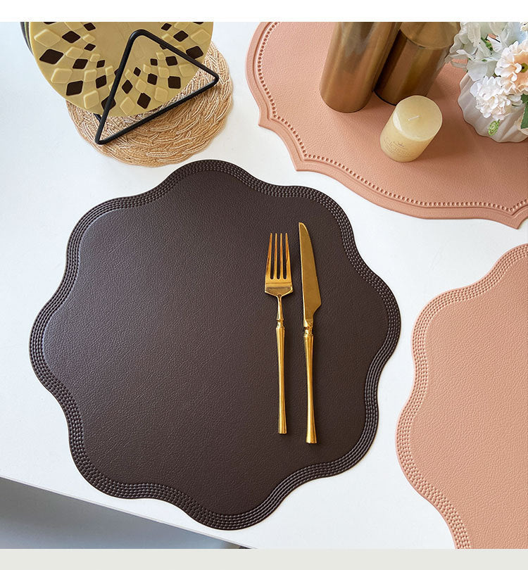 Pink Nordic Style Faux Leather Placemats Set of 4 - Heat-Resistant Waterproof Table Mats 38x38cm cutlery not included