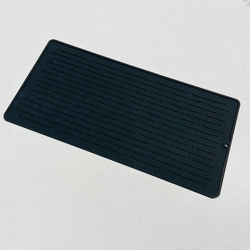 30*14.5CM Black Silicone Draining Mat 4-Pack - Heat-Resistant Non-Slip Kitchen and Bathroom Pad for Cups and Utensils