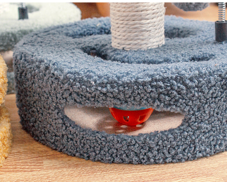 Blue And Grey Sunflower Cat Scratching Post - 35cm Sisal Cat Tree with Plush Toys for Small Cats