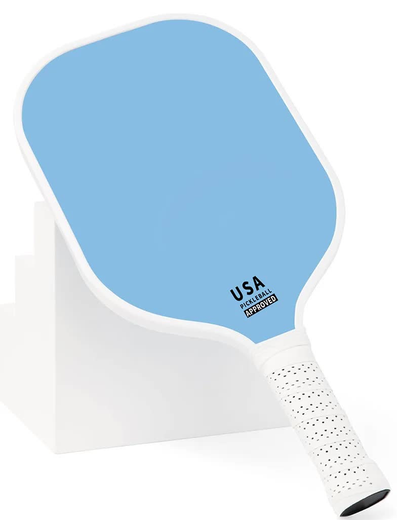Blue Fiberglass Pickleball Paddle Set - 2 Minimalist Paddles, 4 Balls, and Carry Bag for Outdoor Play
