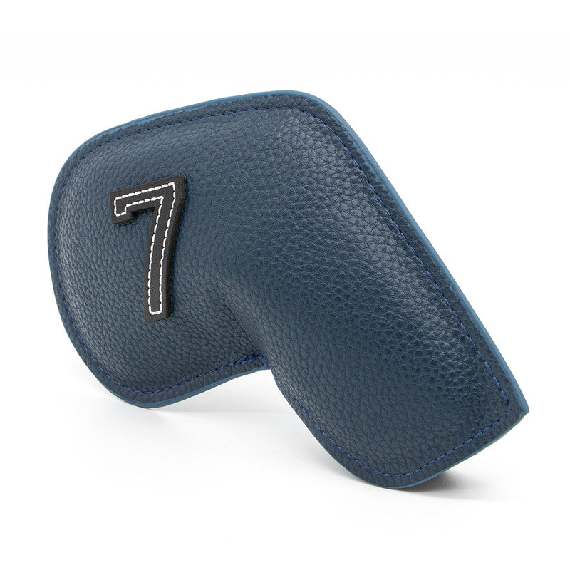 Dark Blue Golf Iron Head Covers Set of 10 - Waterproof PU Leather Club Protectors with Embroidered Numbers 3-9, P, A, S
