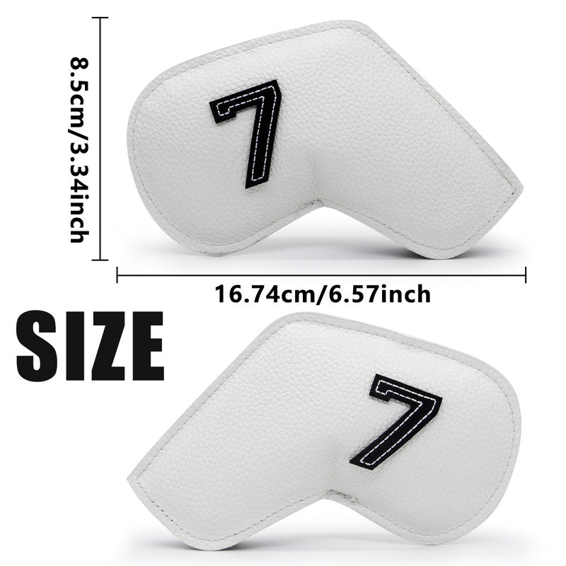 Brown Golf Iron Head Covers Set of 10 - Waterproof PU Leather Club Protectors with Embroidered Numbers 3-9, P, A, S