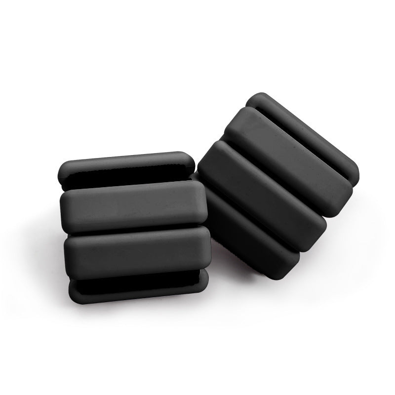 Black Adjustable Silicone Wrist & Ankle Weights - 2lb Pair 900g | Comfortable Fitness Resistance Bands for Workout, Running, Training