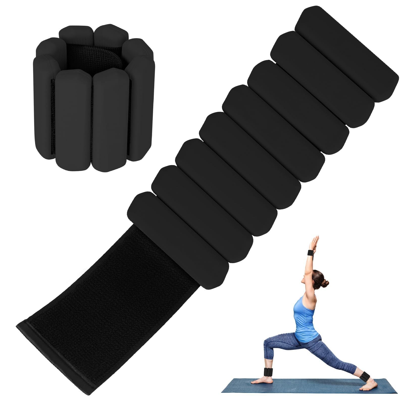 White Adjustable Silicone Wrist & Ankle Weights - 2lb Pair 900g | Comfortable Fitness Resistance Bands for Workout, Running, Training