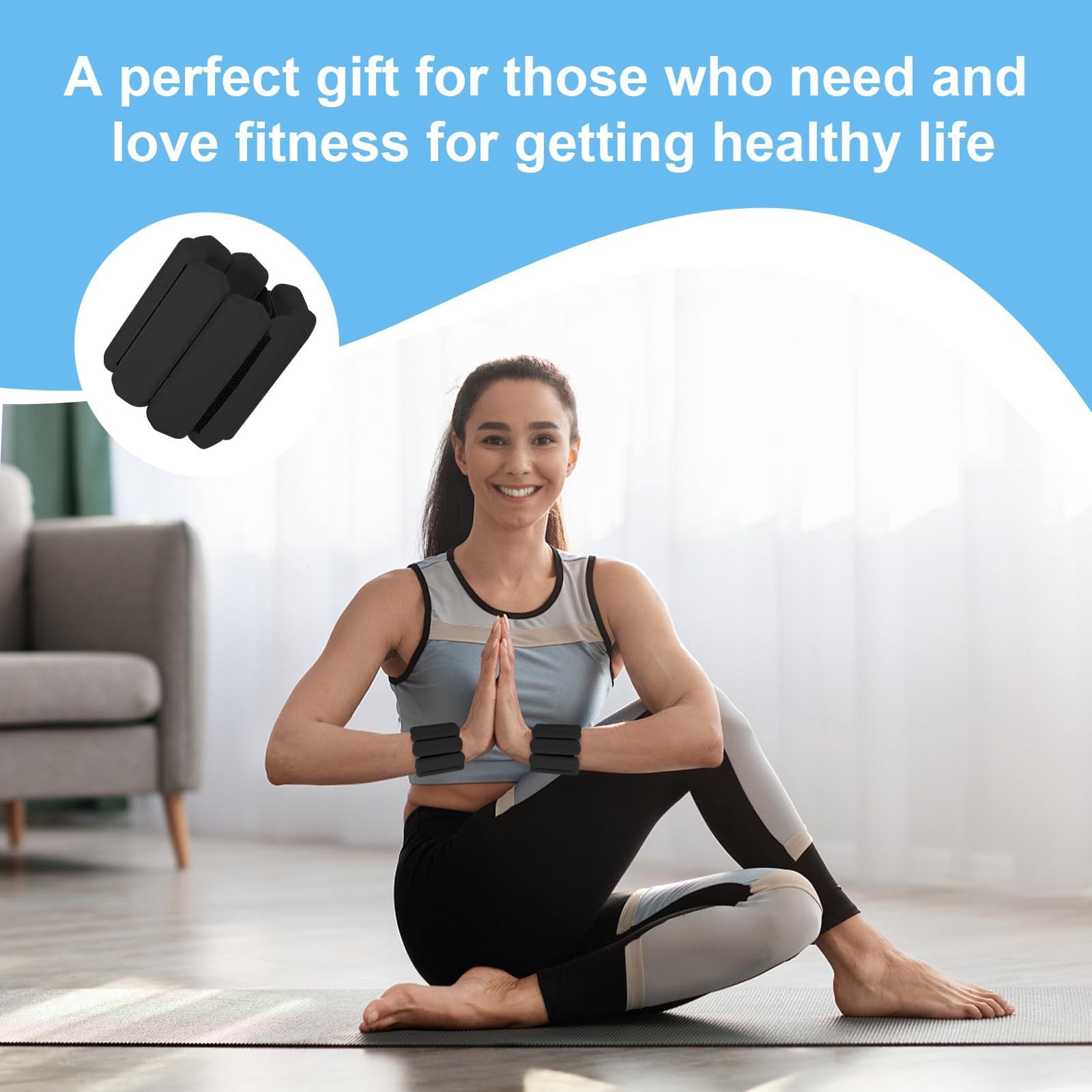 White Adjustable Silicone Wrist & Ankle Weights - 2lb Pair 900g | Comfortable Fitness Resistance Bands for Workout, Running, Training